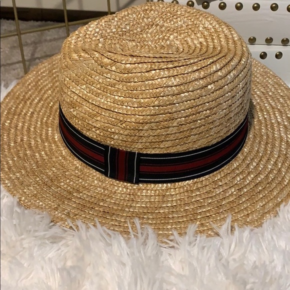 Straw Hat with Ribbon Detail - Picture 2 of 3